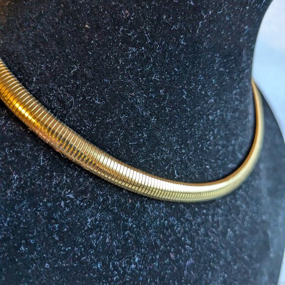 Gold Snake Coil Mid Century Necklace 17 Inches - Picture 2 of 4